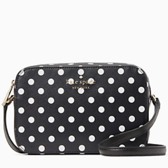 kate spade Handbags - Kate Spade Black White Polka Dot Staci Mini Camera Bag NWT